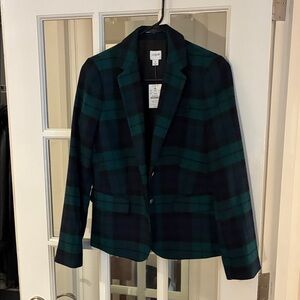 J. Crew Black and Green Plaid Blazer